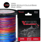 Viper - Maxis x8 Multi-Coloured Braid • 300m - 20lb, 30b, 50lb, 80lb