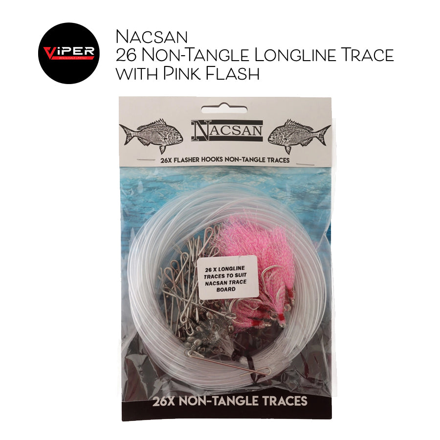 Nacsan - 26 Non-Tangle Longline Trace with Pink Flash