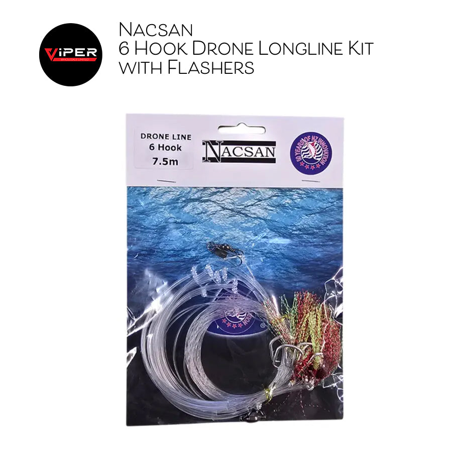 Nacsan - 6 Flasher Hook Deluxe Drone Line