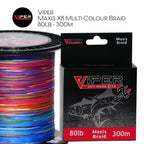 Viper - Maxis x8 Multi-Coloured Braid • 300m - 20lb, 30b, 50lb, 80lb