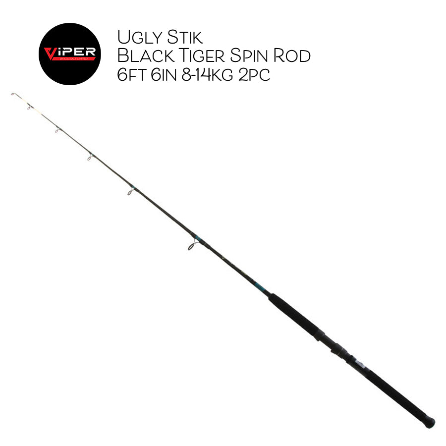 Ugly Stik Black Tiger Spinning Rod 6ft 6in 8-14kg 2pc