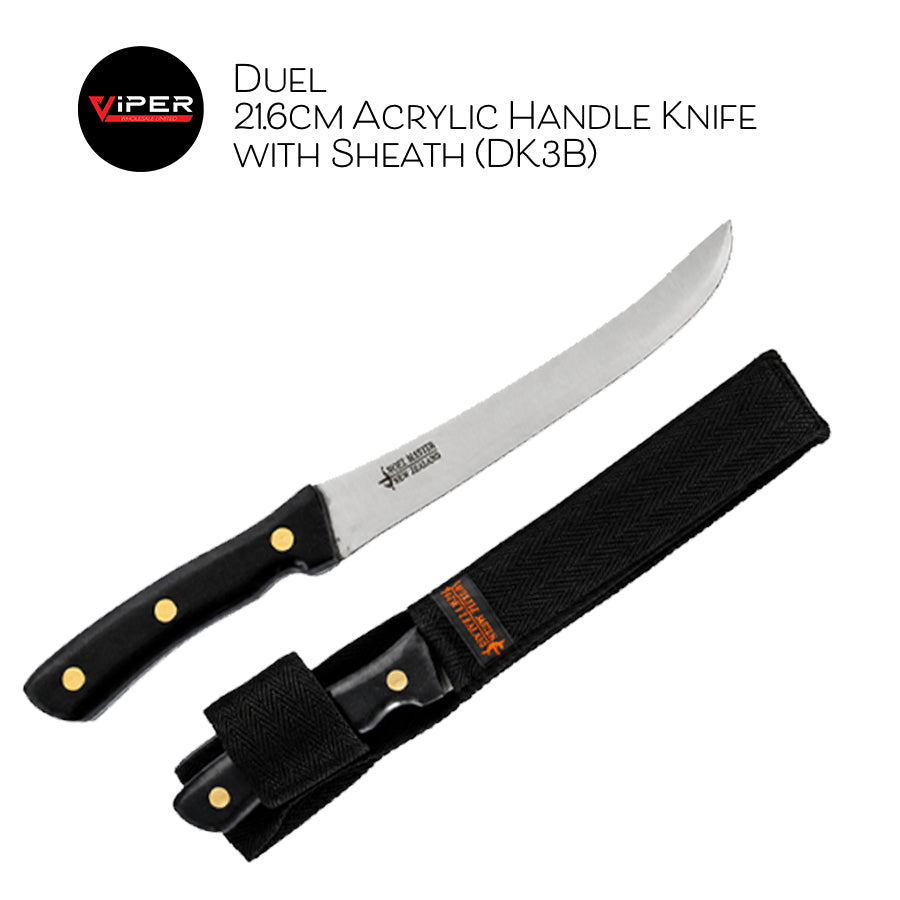 Duel - 21.6cm Acrylic Handle Knife with Sheath (DK3B)