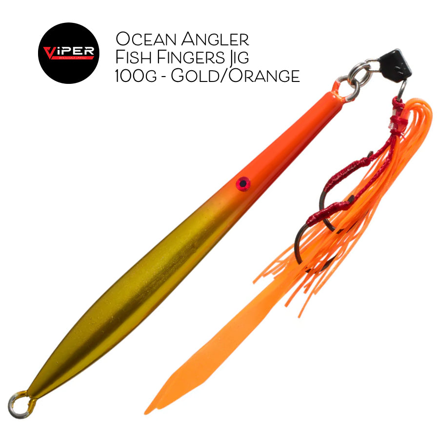 Ocean Angler - Fish Finger jig - Gold/Orange (100g)