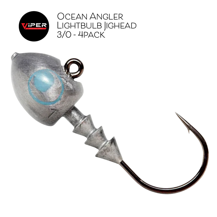 Ocean Angler - Lightbulb Jigheads 3/0 UV-Blue 4pk Range