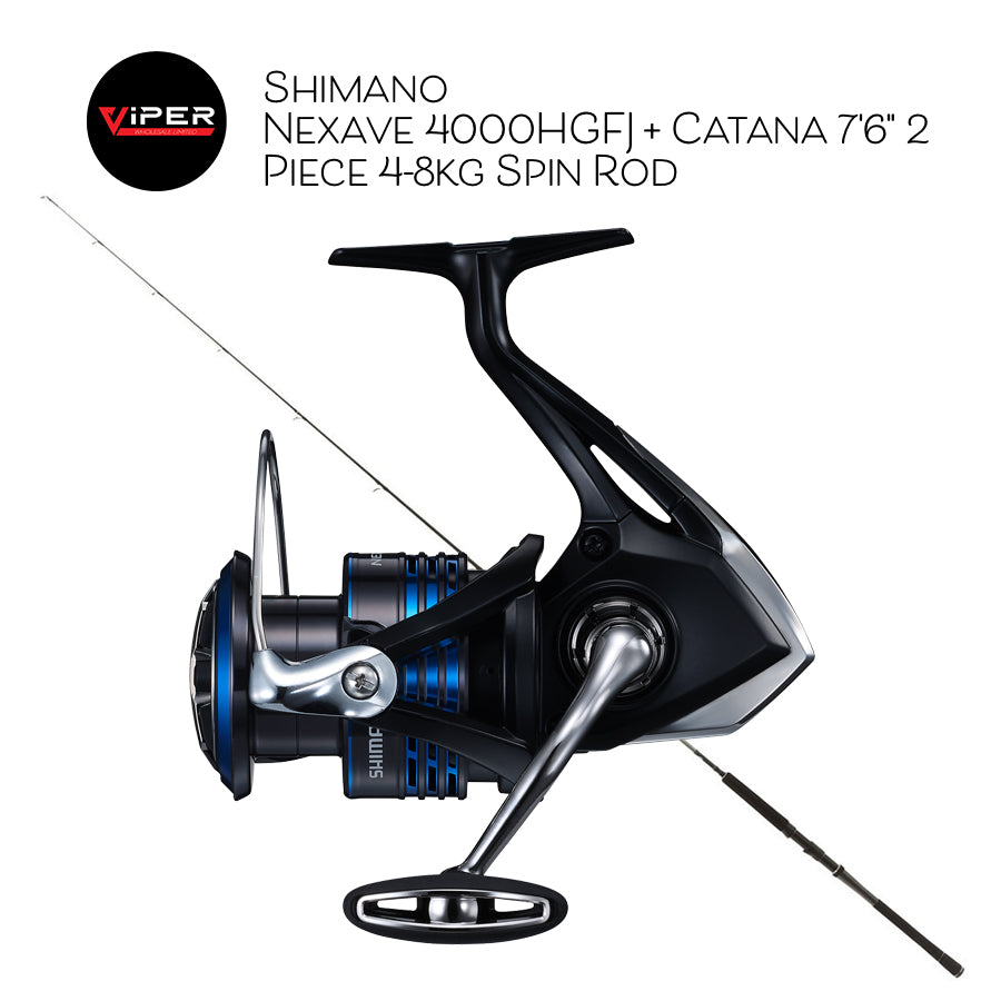 Shimano - Nexave 4000HGFJ + Catana 7'6" 2 Piece 4-8kg Spin Rod
