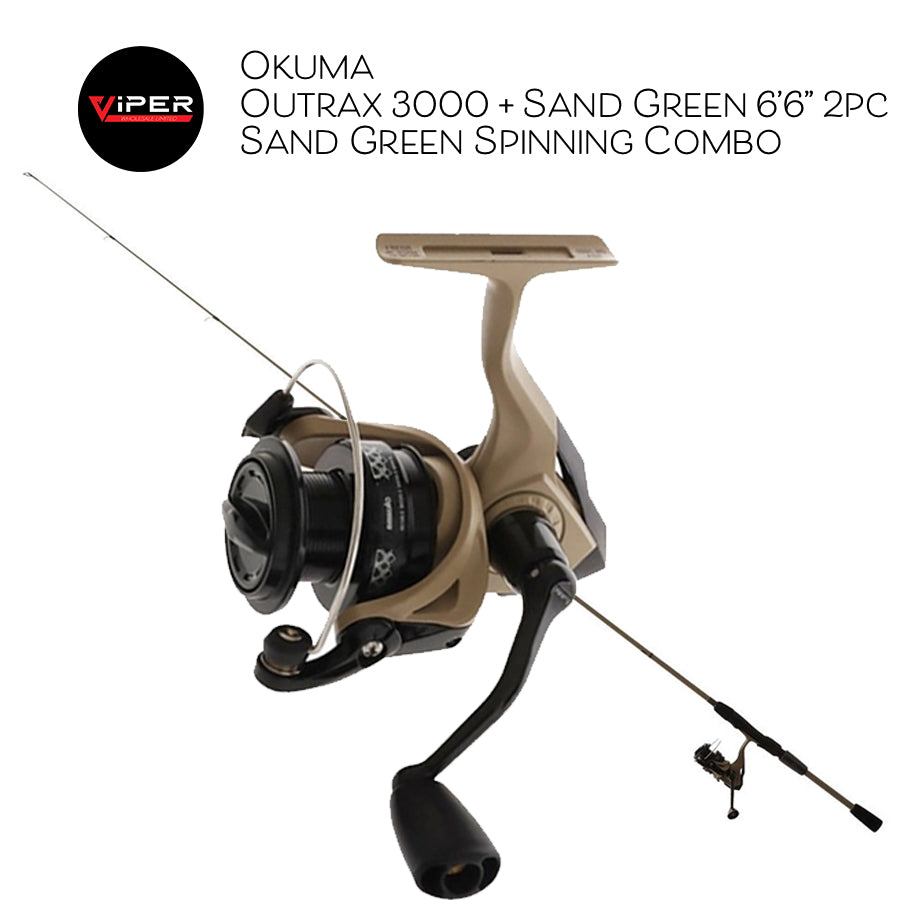 Okuma - Outrax 3000 Reel ^ 6’6” 2pcRod Spin Combo (Sand Green)