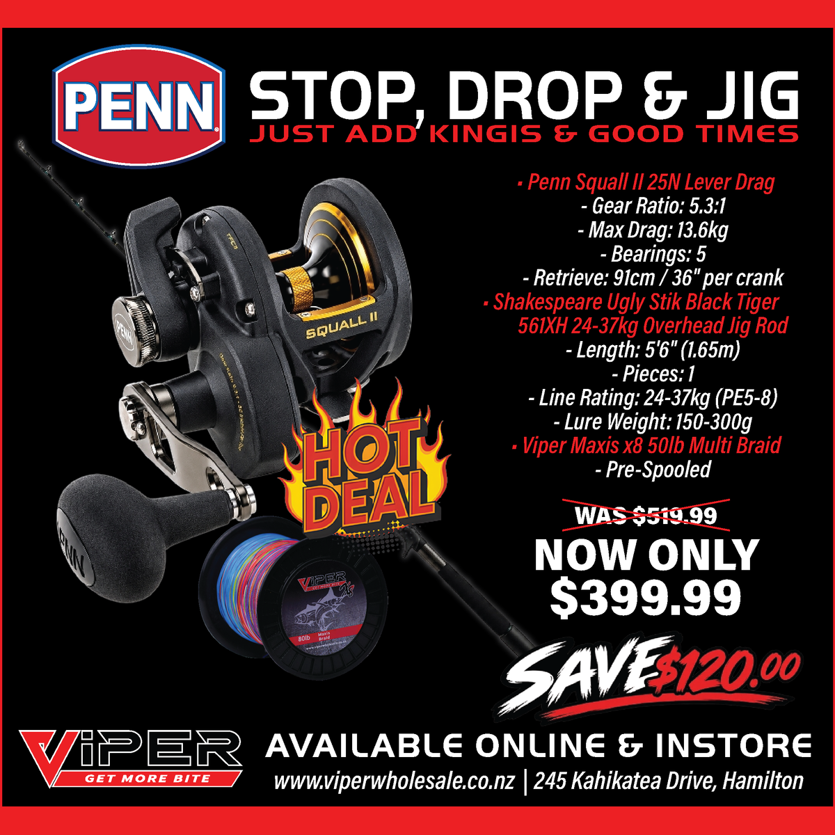 Penn - Squall 25N LD Jig Combo - Save $120