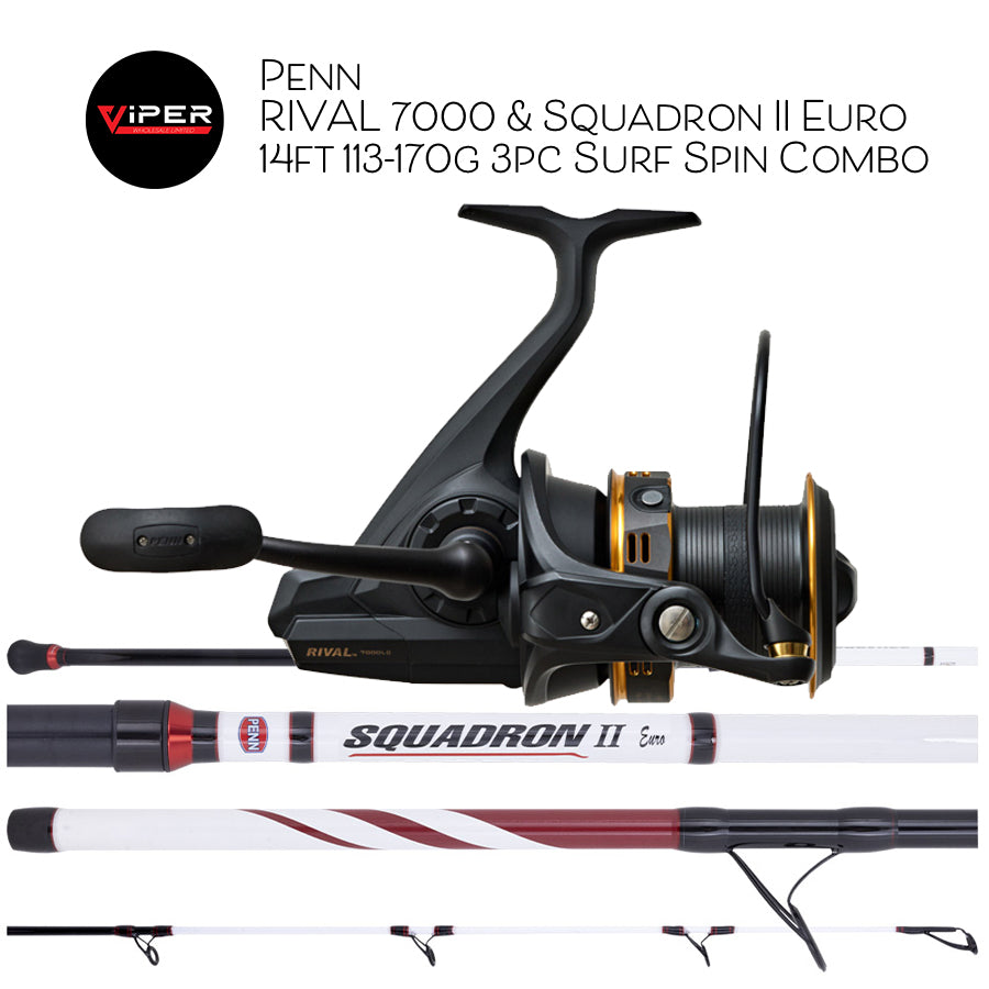 Pennn - Rival 7000LC & Squadron II Euro 14ft 113-170g 3pc Surf Spin Combo