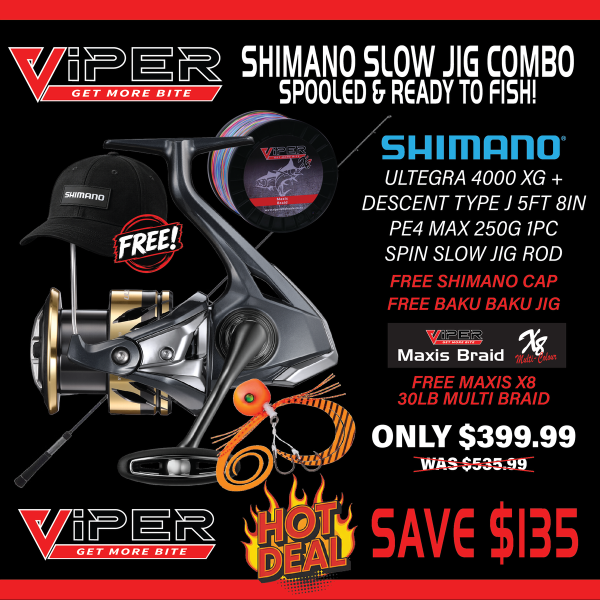 Shimano - Slow Jig Spin Combo Deal - SAVE $135