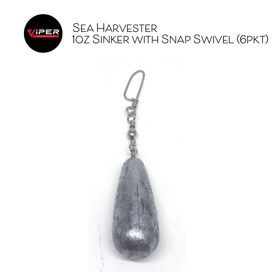 Sea Harvester - 1oz Sinker with Snap Swivel (6pkt)