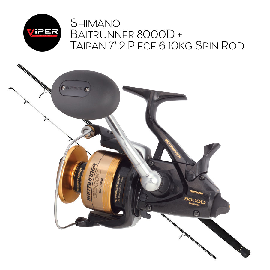 Shimano Baitrunner 8000D + Taipan 7' 2 Piece 6-10kg Spin Rod