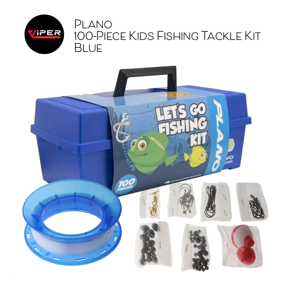 Plano - 100-Piece Kids Fishing Tackle Kit Blue