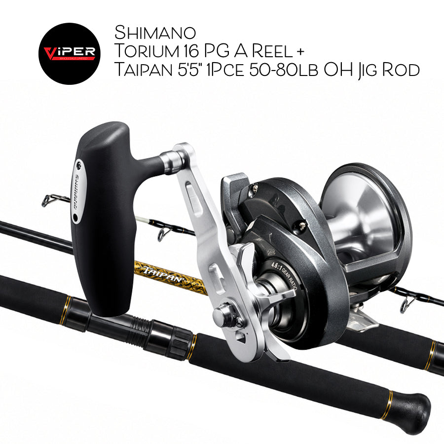 Shimano - Torium 16 PG A Reel + 26 Taipan 5'5" 1 Piece 50-80lb OH Jig Rod