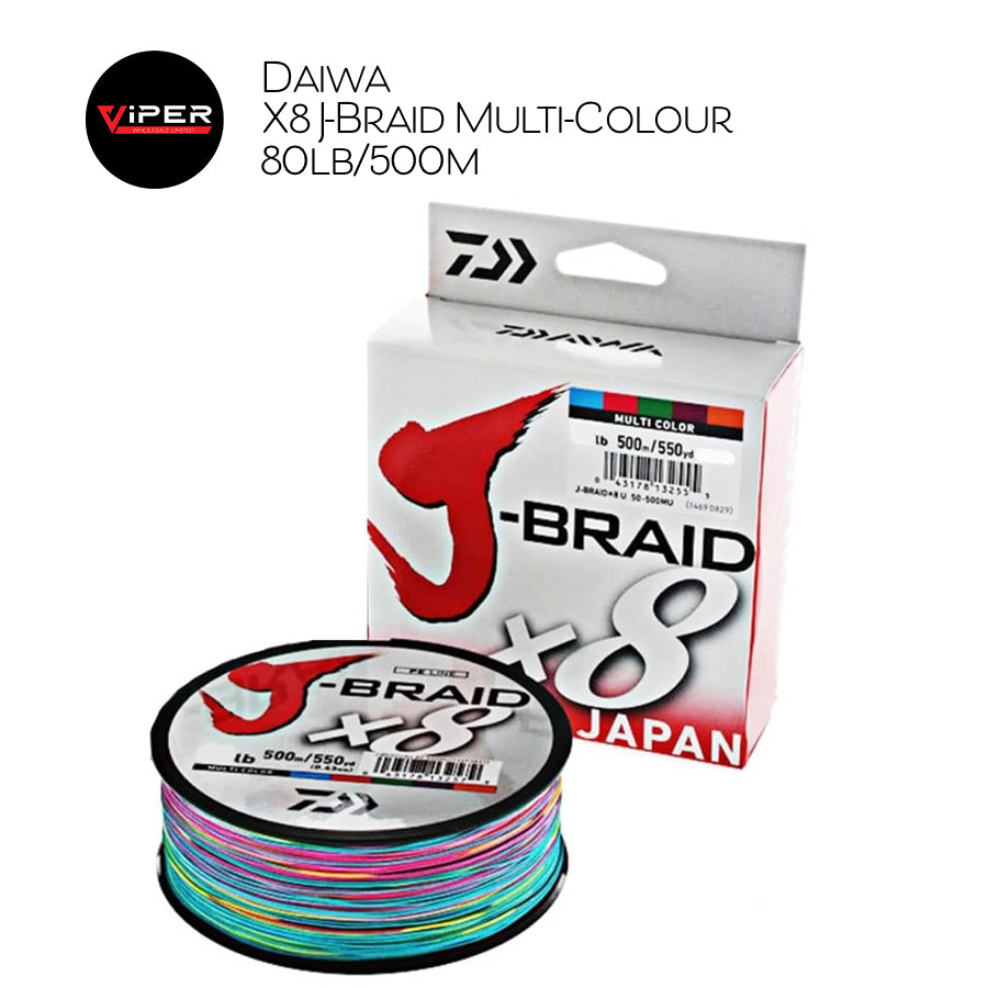 Daiwa - X8 J-Braid Multi-Colour Range (20lb, 30lb, 50lb, 80lb)